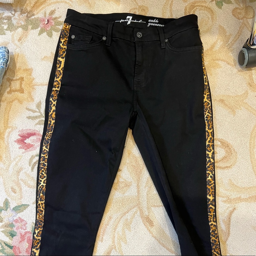 7 For All Mankind black cheetah print skinny jeans